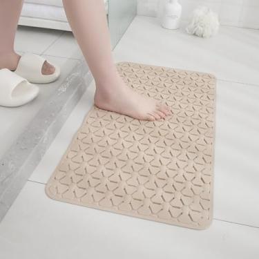 Imagem de Tapete antiderrapante com ventosas para banheiro, tapete antiderrapante impermeável para limpeza dos pés e massagem (Bege Cilicone)