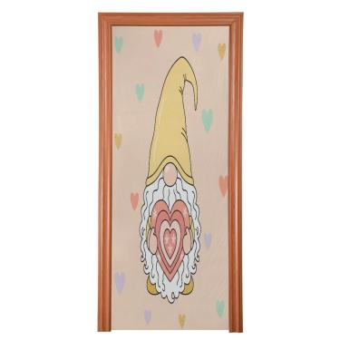 Imagem de ATTX Capa de porta da frente padrão de gnomos dos namorados - decoração de férias de tecido elástico lavável para festas, casa, decoração de porta da frente, 994 x 98 polegadas (994)