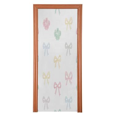 Imagem de ATTX Capa para porta da frente em forma de laço de dia dos namorados - decoração de férias de tecido elástico lavável para festas, casa, decoração de porta da frente, 91 x 98 polegadas (811)