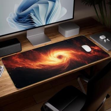 Imagem de Tapete de mesa de couro preto, mouse pad de arte colorida grande teclado de computador mousepad para jogos à prova d'água protetor e capa de mesa, tapete decorativo de couro PU para laptop decoração