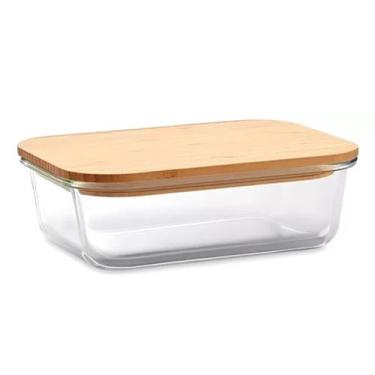 Imagem de Kit 4 Pote Hermético Vidro Tampa De Bambu 600ml - Outra