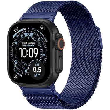 Imagem de SNBLK Pulseira de metal magnética masculina compatível com Apple Watch Ultra SE séries 11, 10, 9, 8, 7, 6, 5, 4, 3, 2 de 49 mm, 46 mm, 45 mm, 44 mm, 42 mm, 40 mm, 3 e 2 de 49 mm, 46 mm, 46 mm, 46 mm