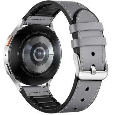 Imagem de Adorve Pulseiras de couro compatíveis com Samsung Galaxy Watch 7/Galaxy Watch 6 de 40 mm e 44 mm, Watch 6/4 Classic, 5 Pro/5/4/FE/Active 2, pulseira de couro de grão superior de 20 mm para Samsung