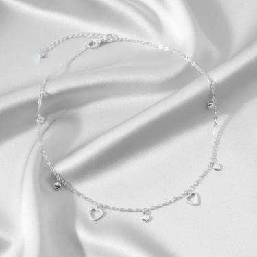 Imagem de Colar prata 925 choker corações não causa alergia Fabro Saints