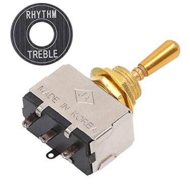 Imagem de Interruptor de alternância de 3 vias para guitarra, interruptor seletor de captador fechado dourado para guitarra elétrica, material de metal com arruela incluída
