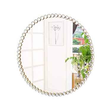 Imagem de U5GAAALPPQ9 Espelho redondo para banheiro, espelhos de maquiagem, acessórios de banheiro de vidro HD, espelho dourado cosmético para corredor, sala de estar, quarto, 39,9-69,8 cm