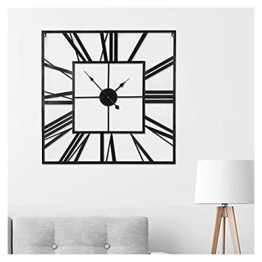 Imagem de U5GAAALPPQ9 Relógio de parede numeral romano relógio de parede jardim ao ar livre relógio de parede 60 cm relógio de esqueleto quadrado de metal para sala de estar café hotel decoração de escritório