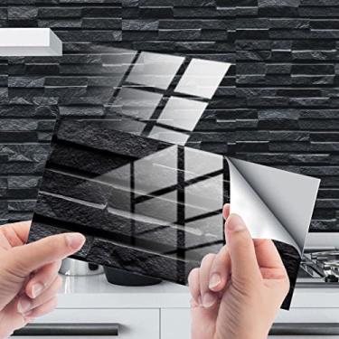 Imagem de HHHJQFAAT 24 peças/conjunto 10 cm x 20 cm adesivos de azulejo renovados adesivos de parede padrão de tijolo adesivos de azulejo de cristal à prova d'água para decoração de casa