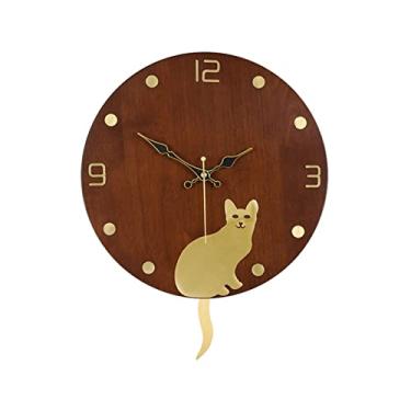 Imagem de Relógio de parede 29 cm Relógio de parede redondo para casa sala de estar quarto enfeites de parede novo estilo chinês relógio de quartzo relógio de parede com pêndulo relógio de parede para quarto