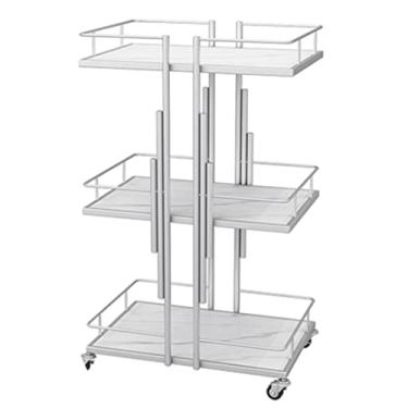 Imagem de Carrinho de armazenamento Meta Rolling Salon com rodas trancáveis, prateleiras de armazenamento utilitárias de 3 níveis, organizador de armazenamento de carrinho de banheiro para spa de beleza