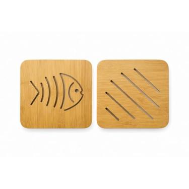 Imagem de Descanso de Panela Bambu Kit 2 Unidades Protetor Térmico Mesa Cozinha Resistente ao Calor