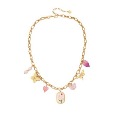 Imagem de Colar com pingente de sol, estrela-do-mar, pérola, coração, tartaruga, sol, dopamina, aço inoxidável, clavícula, joia banhada a ouro