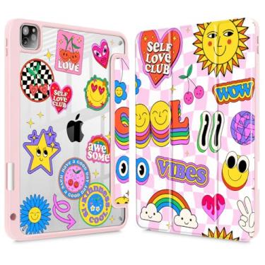 Imagem de May Chen Para iPad Pro 11 polegadas M2 4ª geração 2022, iPad Pro 11 3ª/2ª/1ª geração, suporte de lápis integrado com capa à prova de choque, capa traseira transparente transparente, despertar/hibernar