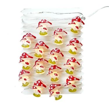 Imagem de Libreath Decoração de cogumelos 30 LEDs 30 LEDs luzes de corda de cogumelo princesa fada decoração de quarto alimentado por bateria para primavera interior exterior festa de casamento pátio cerca