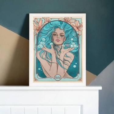Imagem de Quadro Vintage Signo Aquário 24X18Cm - Com Vidro