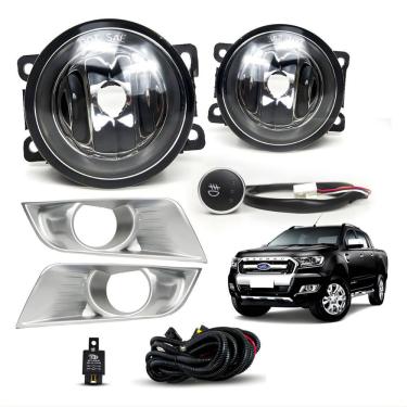 Imagem de Kit Farol Auxiliar De Milha Ranger 2016 A 2019 Moldura Prata