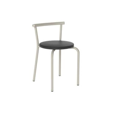 Imagem de Kit 2 Banqueta De Cozinha 105 2 Un Prata - Assento Courano Preto - Carraro