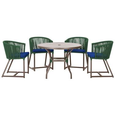 Imagem de Mesa Com 4 Cadeiras E Noronha Estofado 10 Trama Original Verde