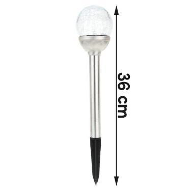 Imagem de Kit 6 Luminária Solar Luz De Led Jardim Inox Vidro