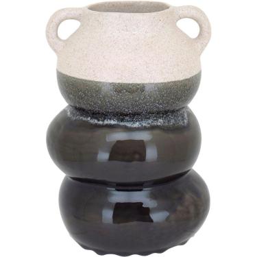 Imagem de Vaso Decorativo Enfeite Casa Cerâmica 26x18x18cm Cinza