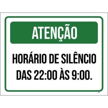 Imagem de Kit 3 Placa - Atenção Horário Silêncio Verde 36X46 - Sinalizo