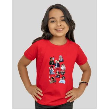 Imagem de Camiseta Infantil Banda Stray Kids Camisa K-pop - MB Sports, Vermelho,