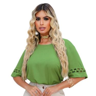 Imagem de Blusa Social Feminina Manga Curta Detalhe Alfaiataria Elegante - MADAL