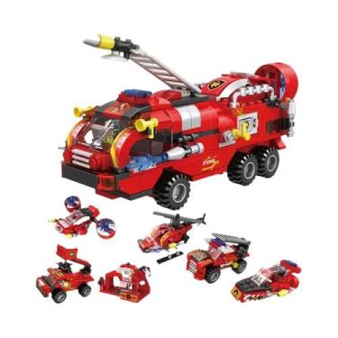 Imagem de Conjunto De Blocos De Montar Caminhão De Bombeiros Infantil HUIQIBAO B