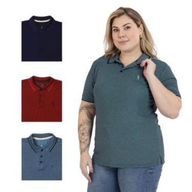 Imagem de Kit 4 Camisa Polo Feminina Plus Size Casual Elegante-Feminino
