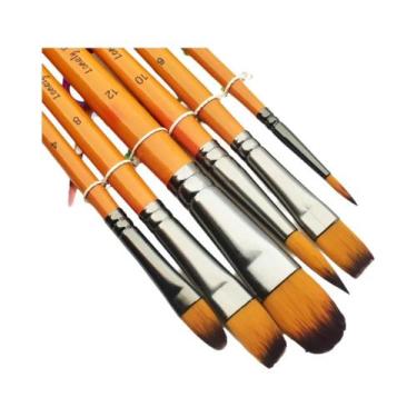 Imagem de Conjunto De 6 Pincéis De Pintura Artística Para Acrílico, Óleo E Aquar