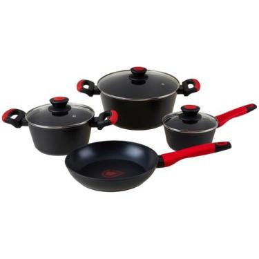 Imagem de Jogo de Panelas Bergner Antiaderente de Alumínio Preto 4 Peças Chroma,