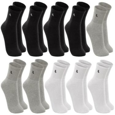 Imagem de Kit Com 10 Pares De Meias Algodão Cano Medio Lupo Modelo Alto Tamanho 