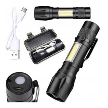 Imagem de Lanterna Tática LED Super Branca Recarregável USB Zoom 10m P - Congrat