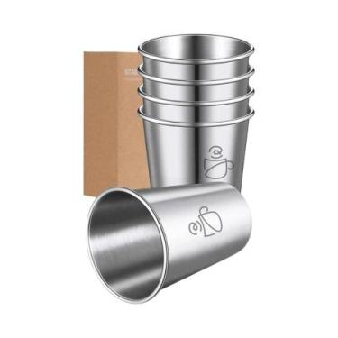 Imagem de Conjunto De 5 Copos De Aço Inoxidável De 350ml Empilháveis Para Viagem