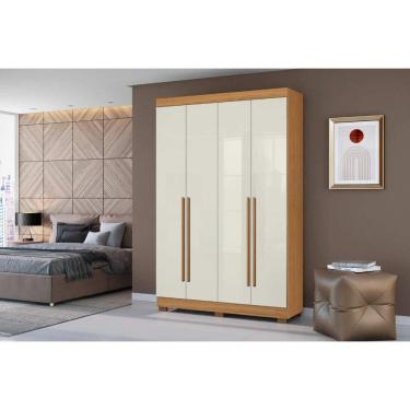 Imagem de Roupeiro Solteiro 4 Portas 2 Gavetas - Cinamomo Off White - Aramóveis