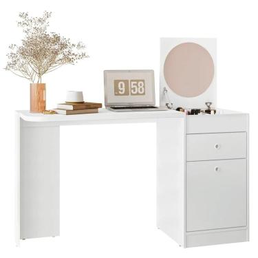 Imagem de Penteadeira Escrivaninha com Espelho 129cm Mandi A02 Branco - Mpozenato