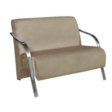 Imagem de Poltrona Namoradeira Vênus Suede Braço Aluminio Capuccino - D SALLA