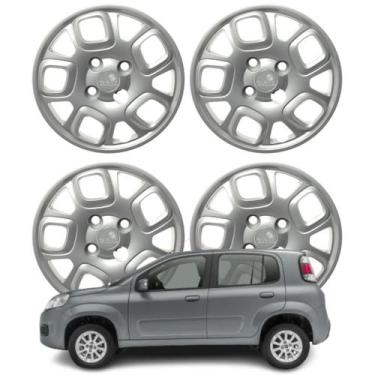 Imagem de Jogo Calota Aro 13 Fiat Uno Attractive 2015/2016 Cubo Baixo Prata 222C