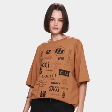 Imagem de Camiseta Colcci 1986 Casual Feminina, Marrom, P