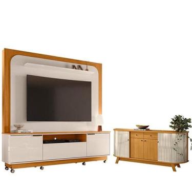 Imagem de Estante Home Theater Nilo com Rodízios com Aparador para Sala Buffet M