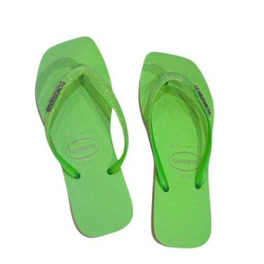 Imagem de Chinelo Havaianas Square Glitter Neon FC Verde, Beige, Green, 35/36, F