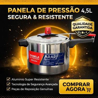 Imagem de Panela de Pressão Polida 4,5 Litros Ref:110030 Arary