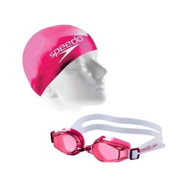 Imagem de Kit Natação Speedo Swim Jr Slc Junior - Óculos e Touca Rosa -, Rosa