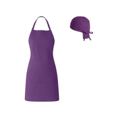 Imagem de Avental Roxo e Bandana Algodao Chef Açai Sorveteria Doceria - CASACHA