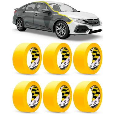 Imagem de Kit 6 Fitas Crepe Automotiva Adelbras Amarela 48mm x 40m Larga