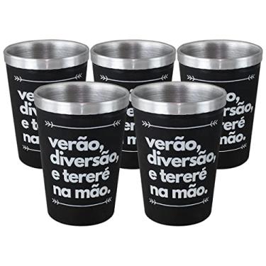 Imagem de KIT 5 COPOS CUIAS TERMICO NOSSO TERERÉ 300ML PRETO ALUMINIO