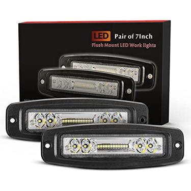 Imagem de BUNKER INDUST 17,78 cm de montagem embutida, 2 peças de 4800 lm off road barra de luzes de trabalho LED de holofote combo feixe de neblina luzes de para-choque LED para caminhão carrinho de golfe UTV ATV