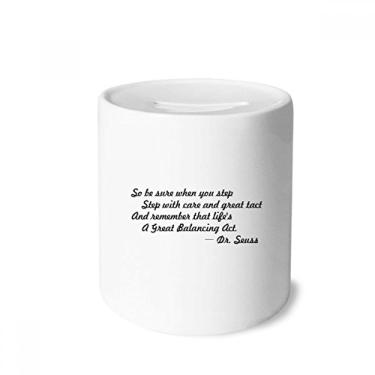 Imagem de DIYthinker Care and Tact Give You Balance Life Quotes Money Box Saving Banks Ceramic Coin Case Kids Adults