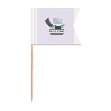 Imagem de Cultura Civilizada Arquitetura Moderna Bandeiras de Palito de Dente, Marcação de Rotulagem para Bolo de Festa Prato de Queijo