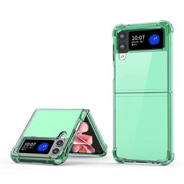 Imagem de Air-Bag Transparente TPU Fold Case para Samsung Galaxy Z Filp 4 3 5G Capa Fina Silicone Protect Phone Shell Soft Bumper, verde, para Galaxy Z Flip 3